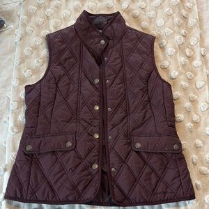 Eddie Bauer Purple Quilted Vest with Stand-Up Collar